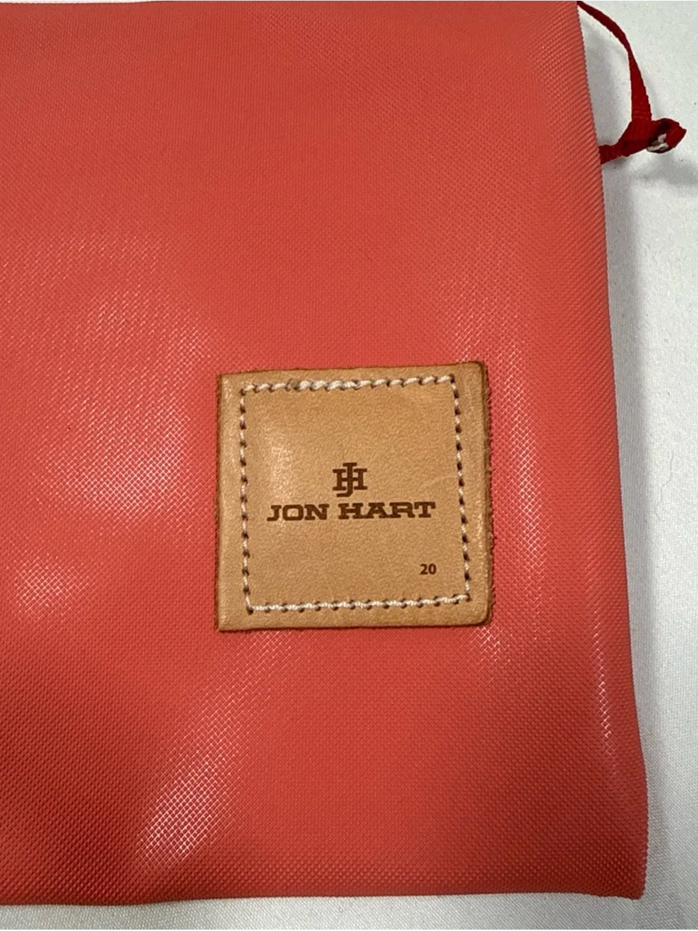 Jon Hart “Hannah” Coral Cosmetic Zip Pouch with Tan Name Patch